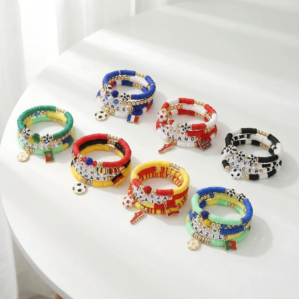 Custom Name Soccer Bracelet Stack – Fan Game Day Jewelry - Image 2