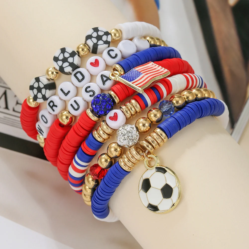 Custom Name Soccer Bracelet Stack – Fan Game Day Jewelry - Image 3