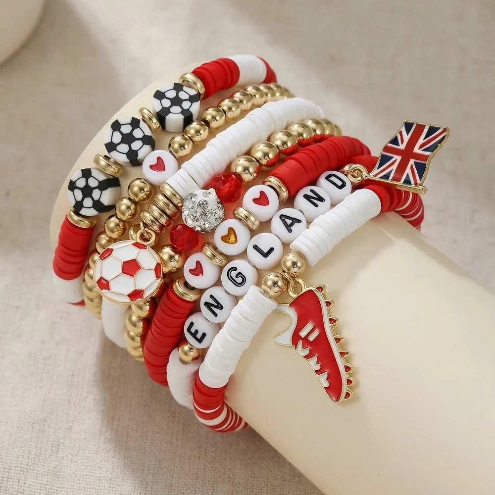 Custom Name Soccer Bracelet Stack – Fan Game Day Jewelry - Image 4
