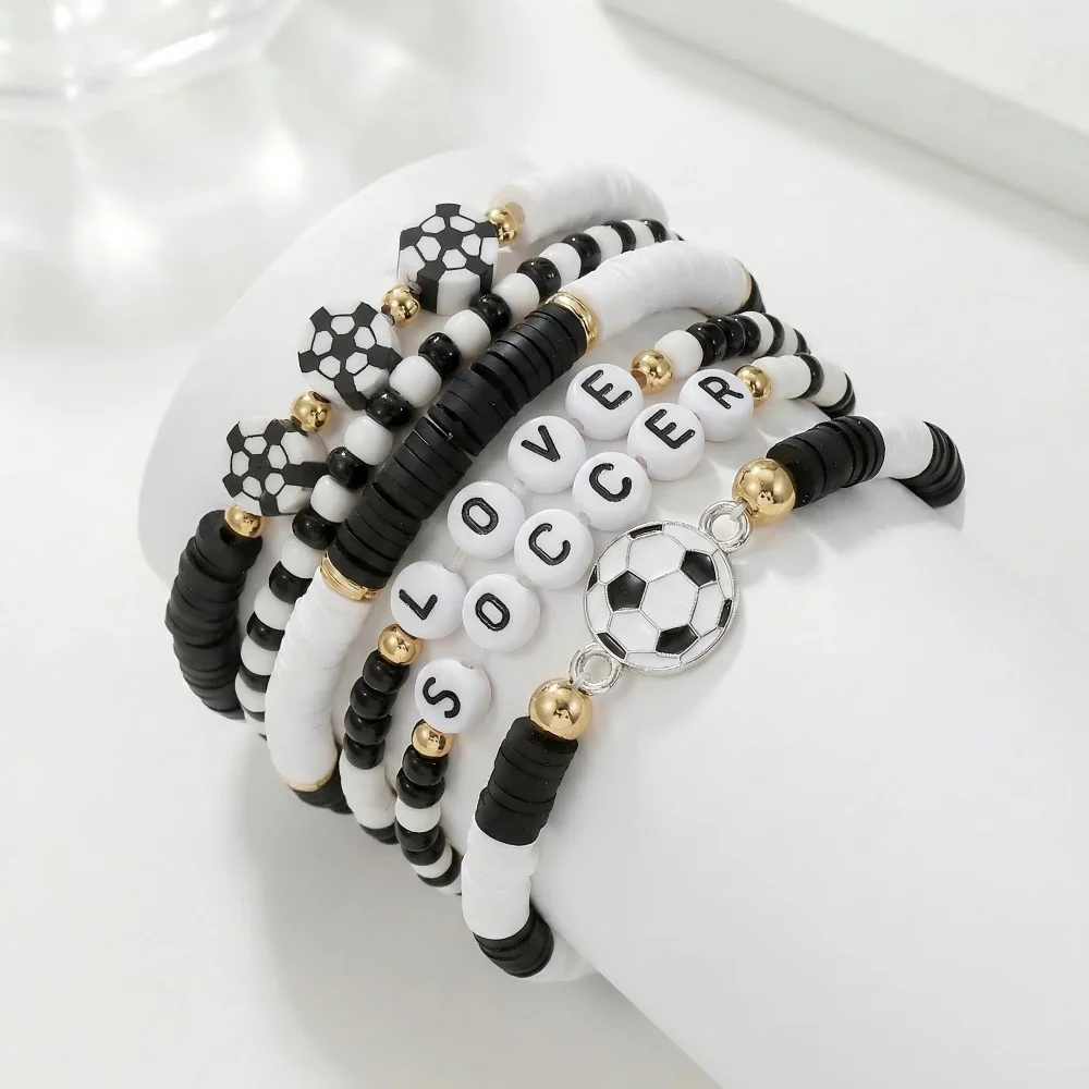 Custom Name Soccer Bracelet Stack – Fan Game Day Jewelry - Image 5
