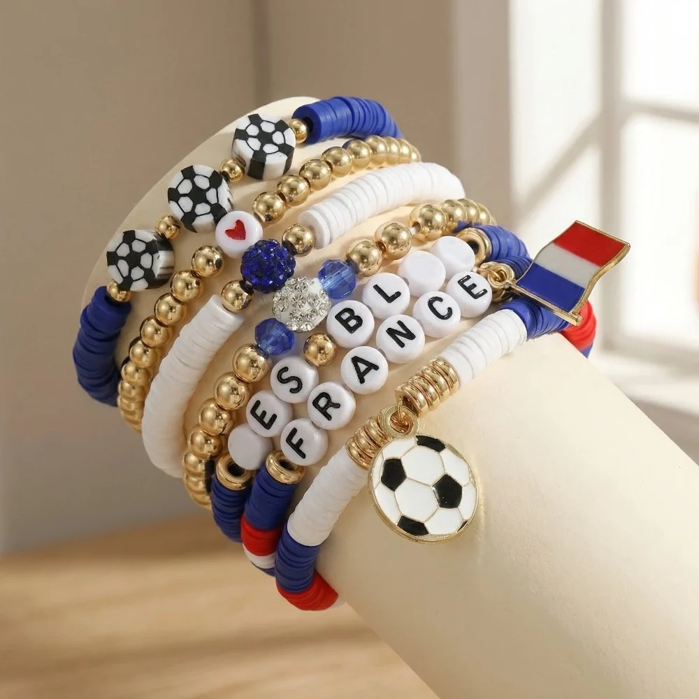 Custom Name Soccer Bracelet Stack – Fan Game Day Jewelry - Image 6