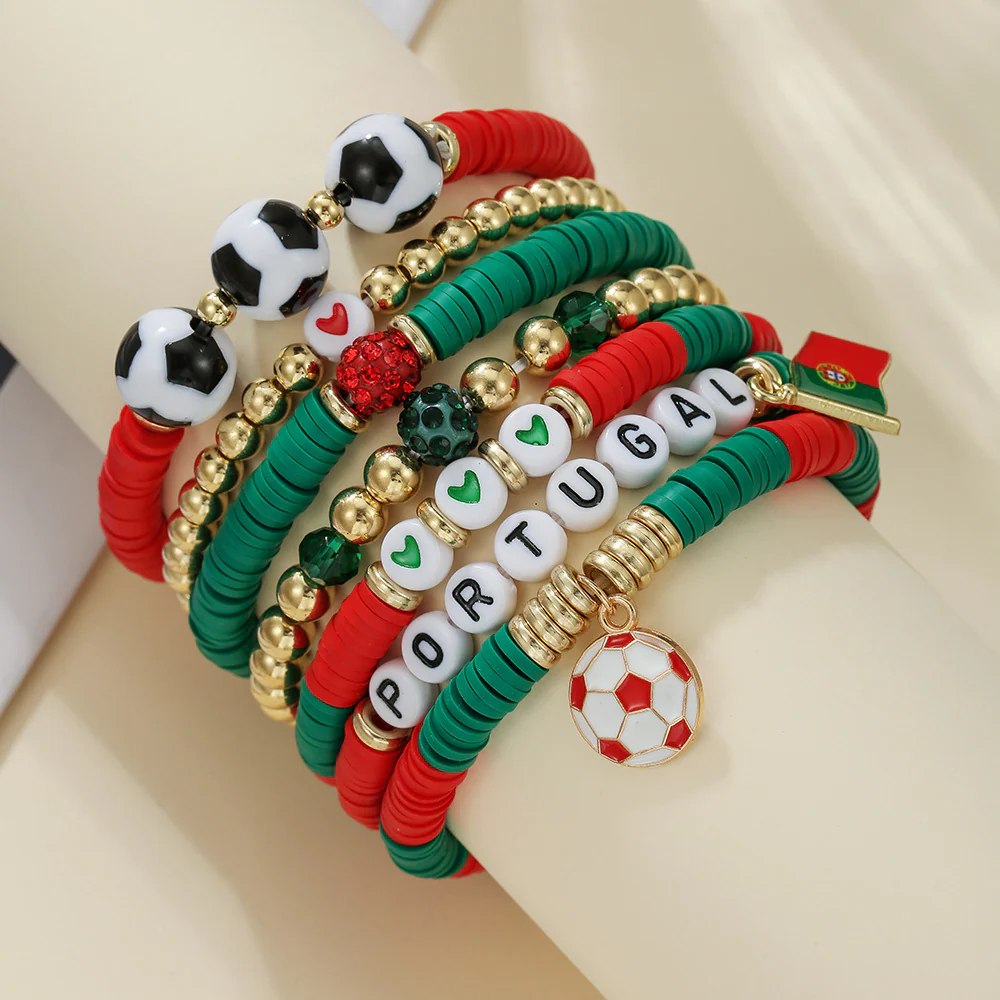 Custom Name Soccer Bracelet Stack – Fan Game Day Jewelry - Image 7