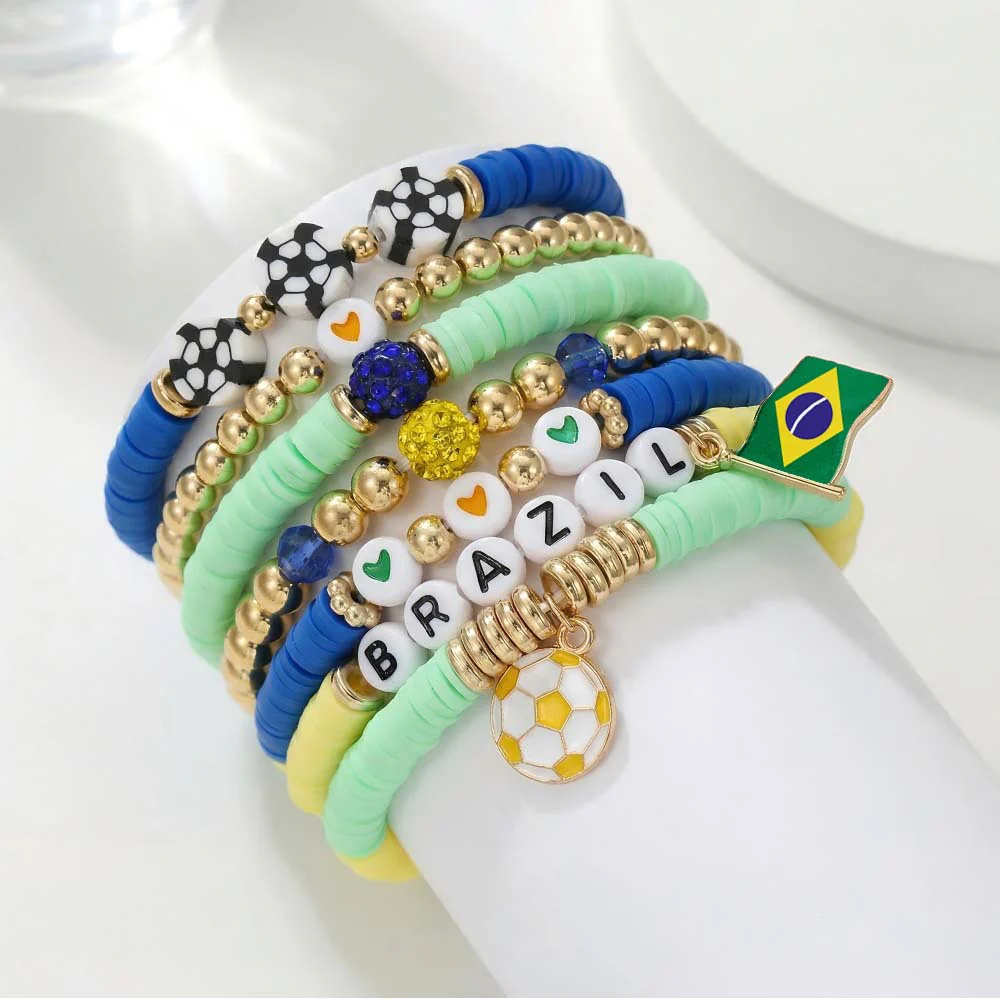 Custom Name Soccer Bracelet Stack – Fan Game Day Jewelry - Image 9