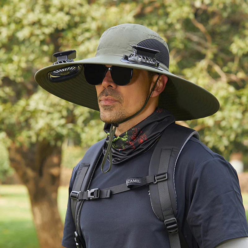 Personalized Dad Stamp Hat with Solar Fan – Outdoor Gift for Men - Image 7