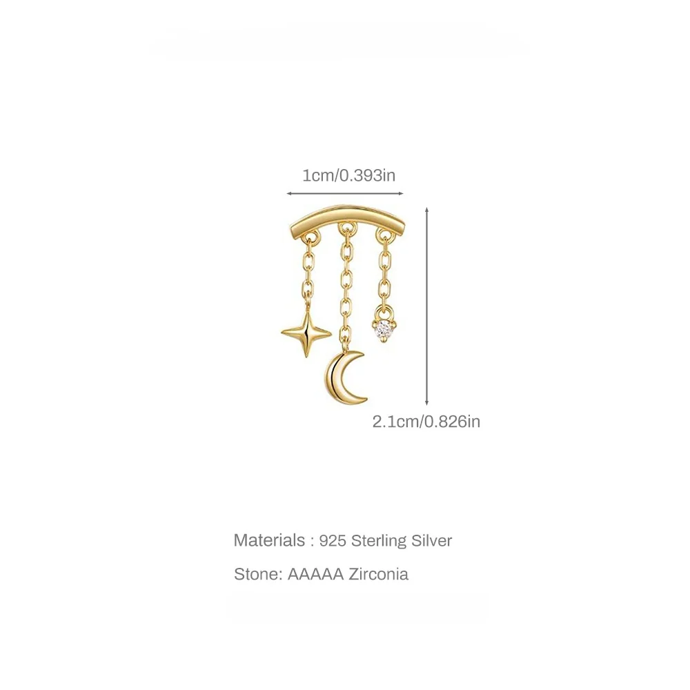 925 Sterling Silver Star Dangle Helix Earring | Hypoallergenic Cartilage Stud - Image 4