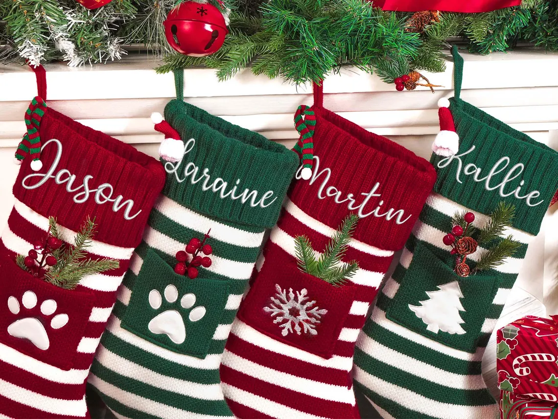 Striped Personalized Christmas Stockings – Family & Pet Gifts - Image 3