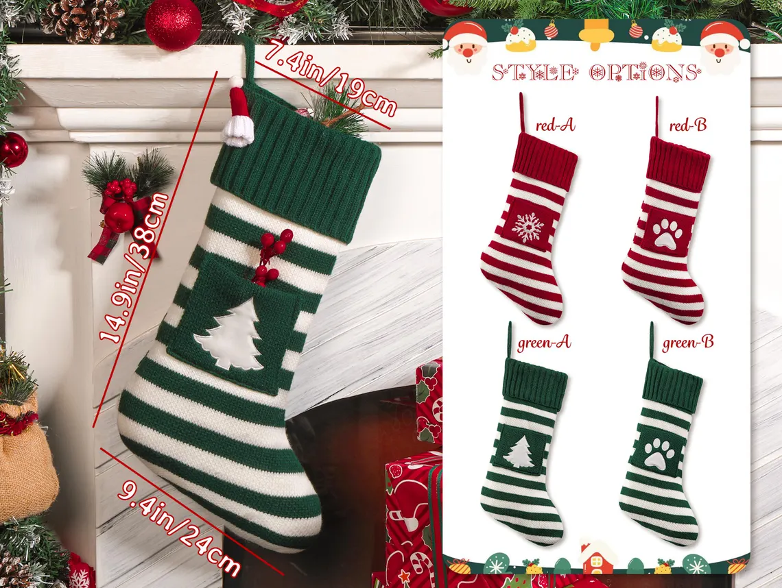 Striped Personalized Christmas Stockings – Family & Pet Gifts - Image 4