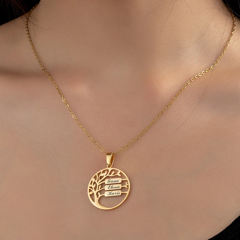 Tree of Life Necklace – Personalized Family Name Gift for Mom - Image 3