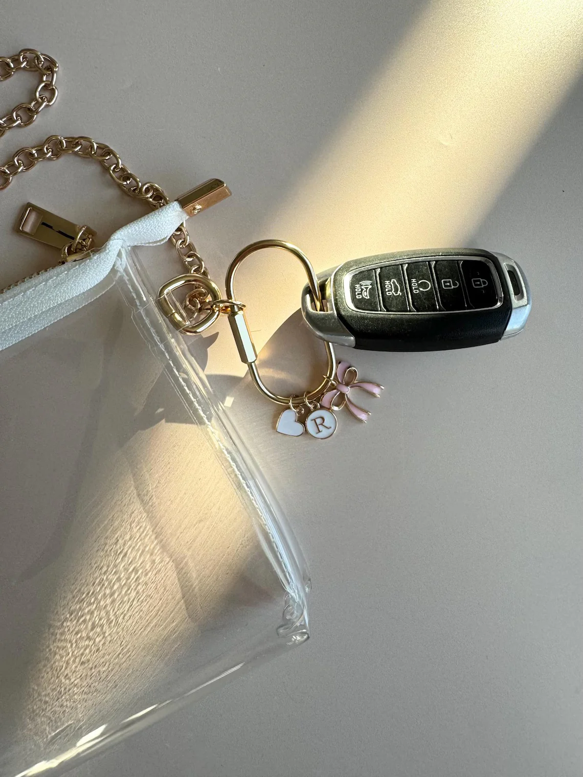 Trendy Purse Charm Keychain with Bow & Initial – Gift for Her - Image 4