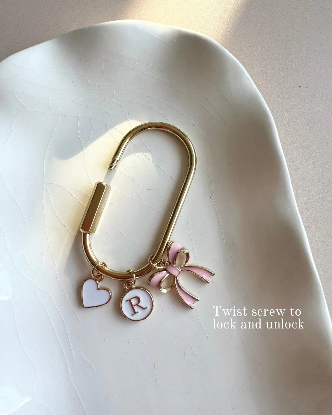 Trendy Purse Charm Keychain with Bow & Initial – Gift for Her - Image 6