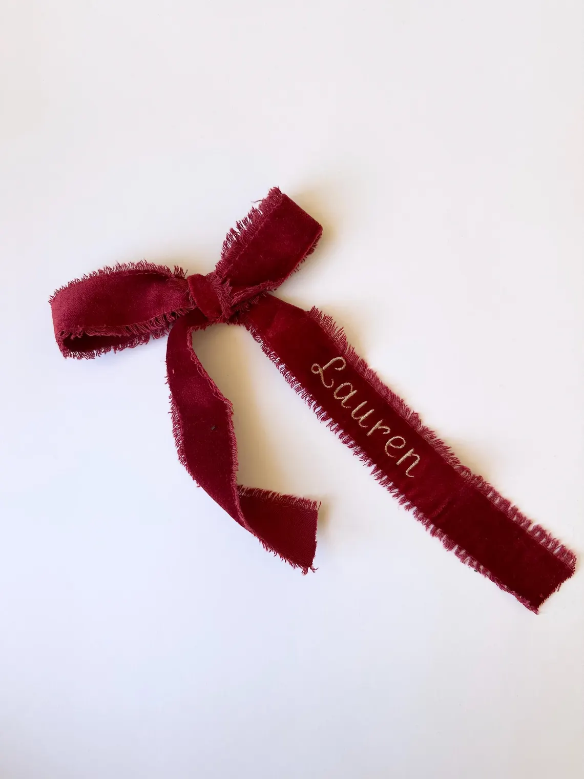 Velvet Embroidered Personalized Ribbon Bow | Custom Name Ribbon for Christmas & Weddings - Image 3