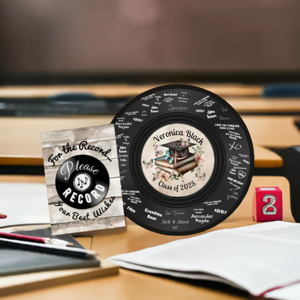 Vinyl Record DIY Graduation Party Guest Book – Custom Gift🎓 - Image 3
