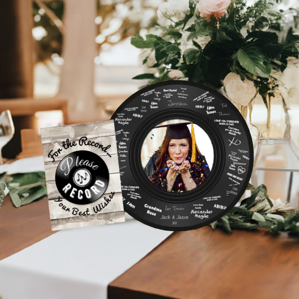 Vinyl Record DIY Graduation Party Guest Book – Custom Gift🎓 - Image 4