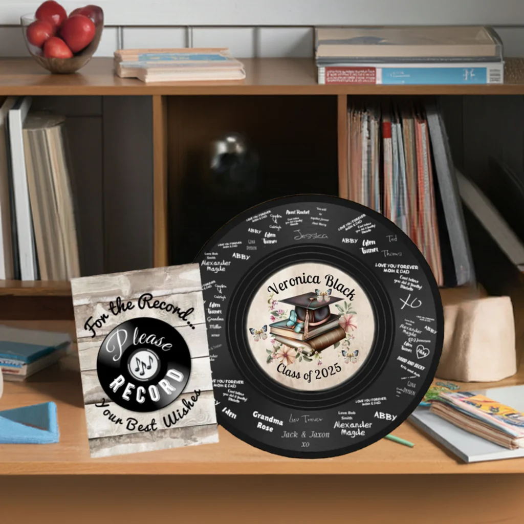 Vinyl Record DIY Graduation Party Guest Book – Custom Gift🎓 - Image 5