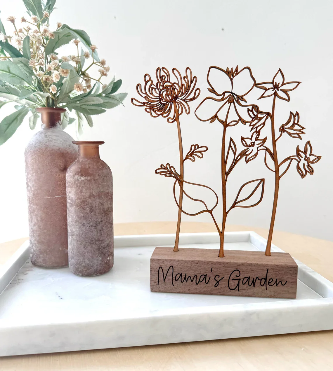 Wood Birth Flower Garden - Custom Wooden Keepsake for Mom - Image 3