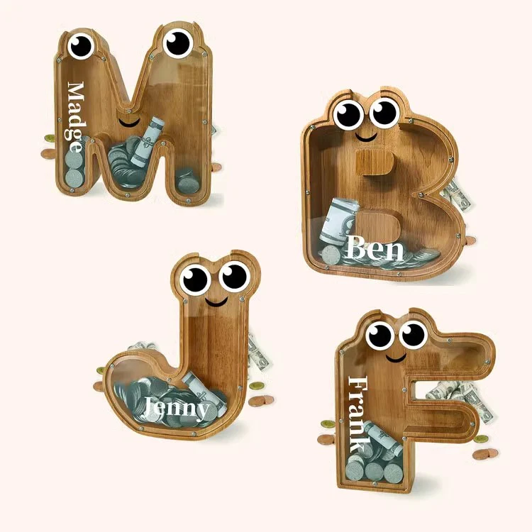 Wooden Piggy Bank Money Box Wooden Piggy Bank Gift for Kids, Christmas Birthday Gift Home Decoration. - Image 9