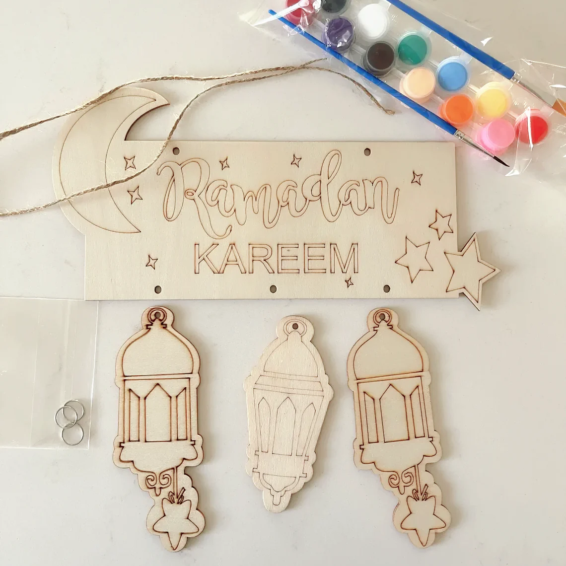 Wooden Ramadan Kareem Pendant | Moon & Star Eid Decoration - Image 10