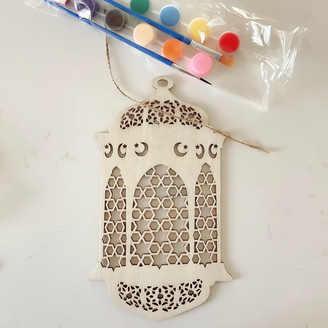 Wooden Ramadan Kareem Pendant | Moon & Star Eid Decoration - Image 12