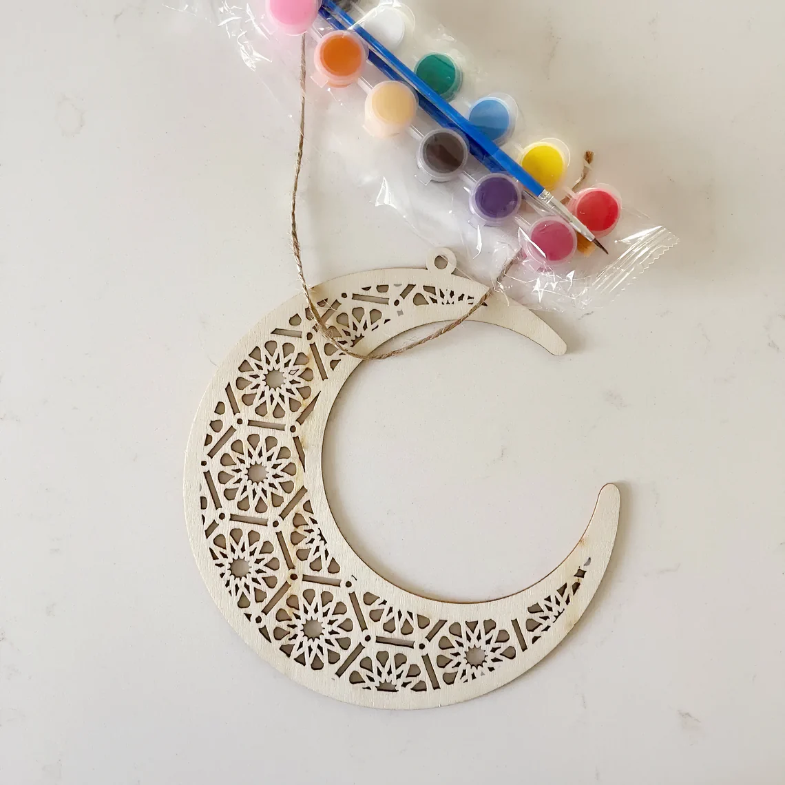 Wooden Ramadan Kareem Pendant | Moon & Star Eid Decoration - Image 13
